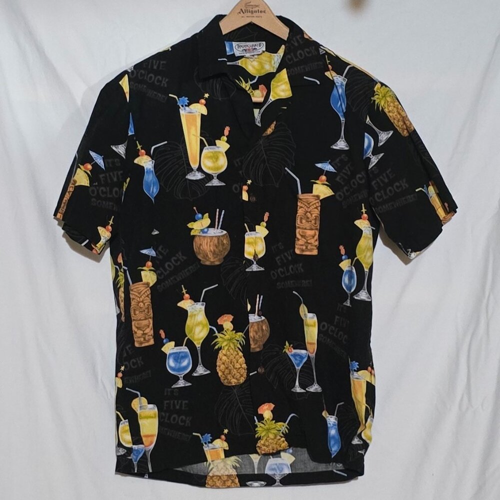 Pacific Legends Made in Hawaii "IT's FIVE O'CLOCK SOMEWHERE" SS BF - Black -Sz M